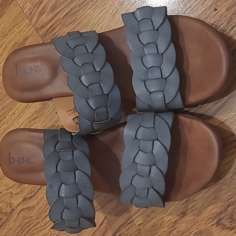 Boc Leather green sandal.